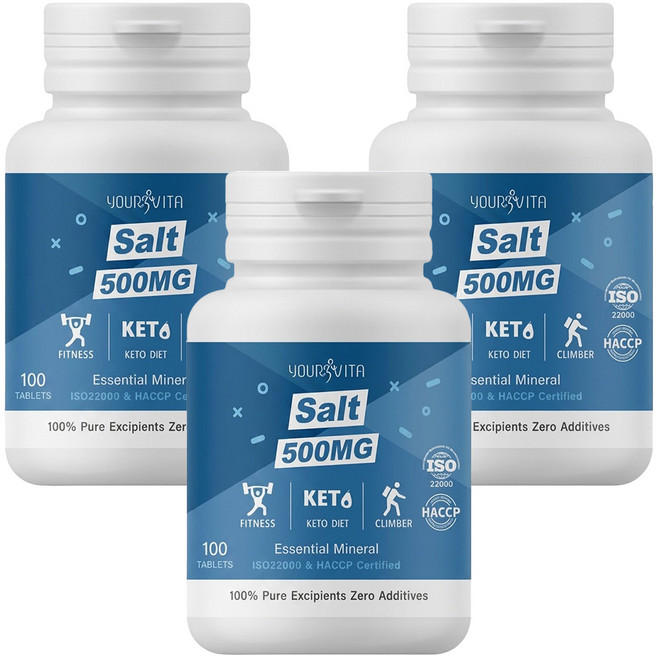 YOUR VITA 優維特 機能型鹽錠, 500mg, 100顆, 3罐
