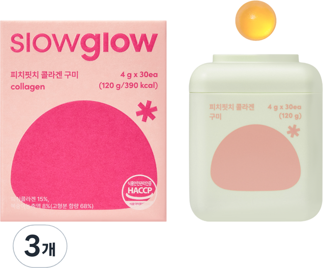 슬로우글로우 피치핏치 콜라겐 구미 4g, 30정, 3개