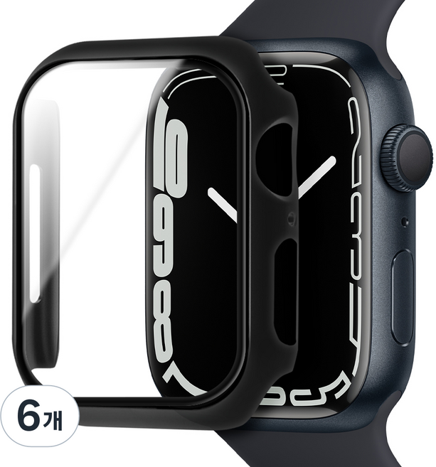 아이몰 애플워치 9H 강화유리 풀커버 프레임 케이스, 블랙, 6개