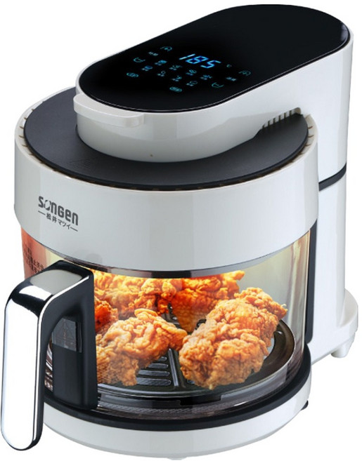 SOnGEn 松井 日系3D熱旋晶鑽玻璃氣炸鍋 350 x 255 x 210mm 3.4kg, SG-300AF-W, 米白色 + 黑色
