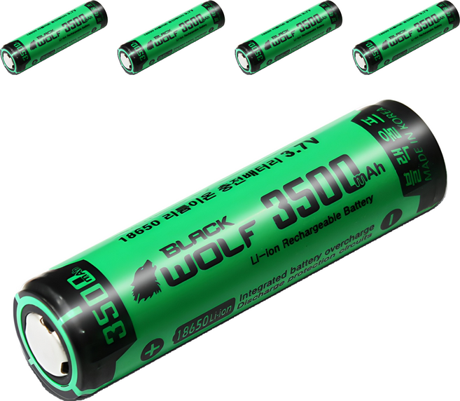블랙울프 18650 배터리 충전지, 1개입, 5개