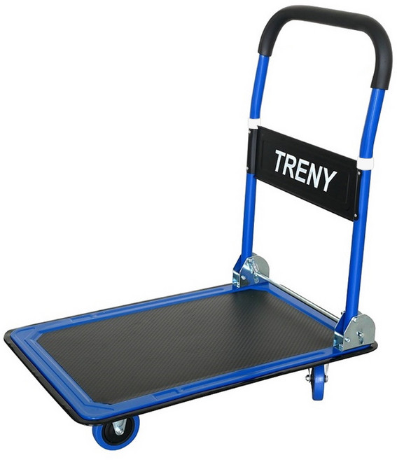 TRENY 可折平板手推車 寬:48CM 長:74CM 高:83CM 舒適泡棉推把, 黑藍, 1個