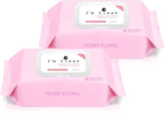 아임클린 건조기용 드라이시트 섬유유연제 피오니플로랄 본품, 2개, 80매