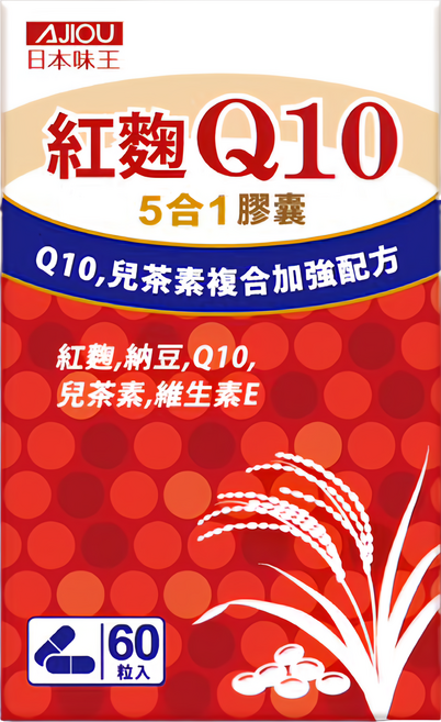 AJIOU 日本味王 紅麴Q10膠囊, 60顆, 500mg, 0ml, 1盒