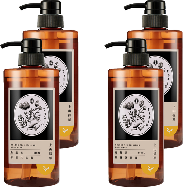 tsaio 上山採藥 修護沐浴露 烏龍茶, 600ml, 4瓶