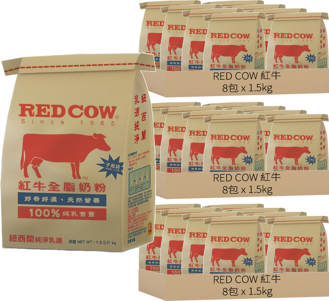 RED COW 紅牛 全脂奶粉, 24包, 1.5kg