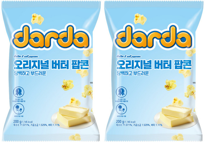다르다 오리지널 버터 팝콘, 200g, 2개
