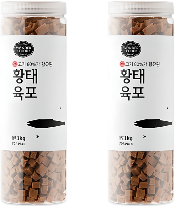 원더푸드 강아지 고기가득 담은 져키, 황태, 1kg, 2개