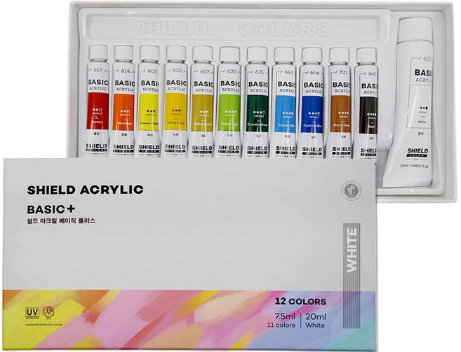 쉴드 베이직 아크릴물감, 7.5ml, 12색