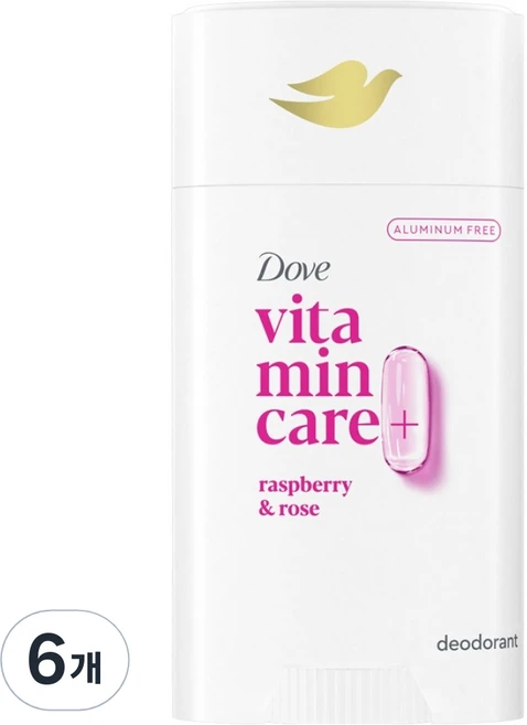 도브 비타민 케어 플러스 데오드란트 스틱 라즈베리 앤 로즈 향, 74g, 6개 - 쿠팡