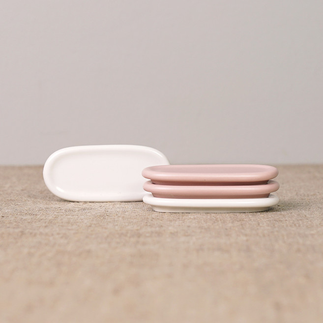 보울보울 국산 레트로라인 수저받침, 밀크화이트+파우더핑크, 4개