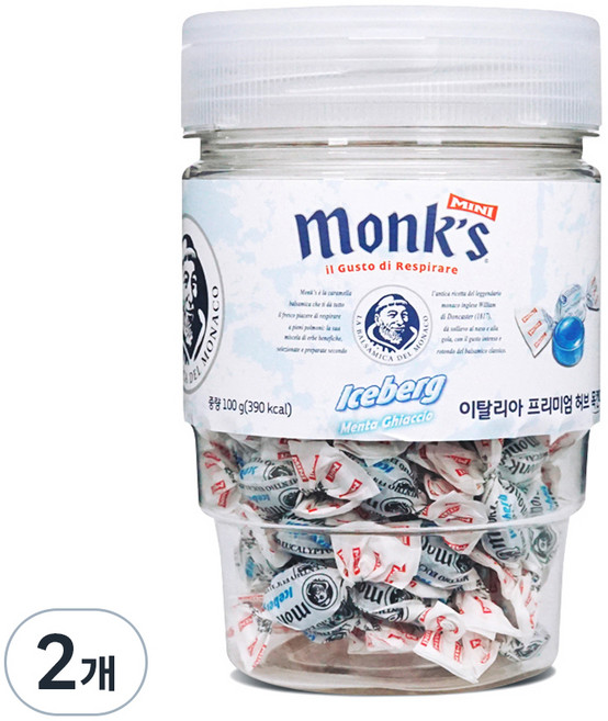 Monks 차량 컵홀더용 아이스버그 허브 캔디, 100g, 2개