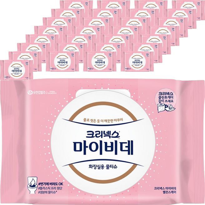 마이비데 벨런스케어 화장실용 물티슈 캡형, 55g, 40매, 36개