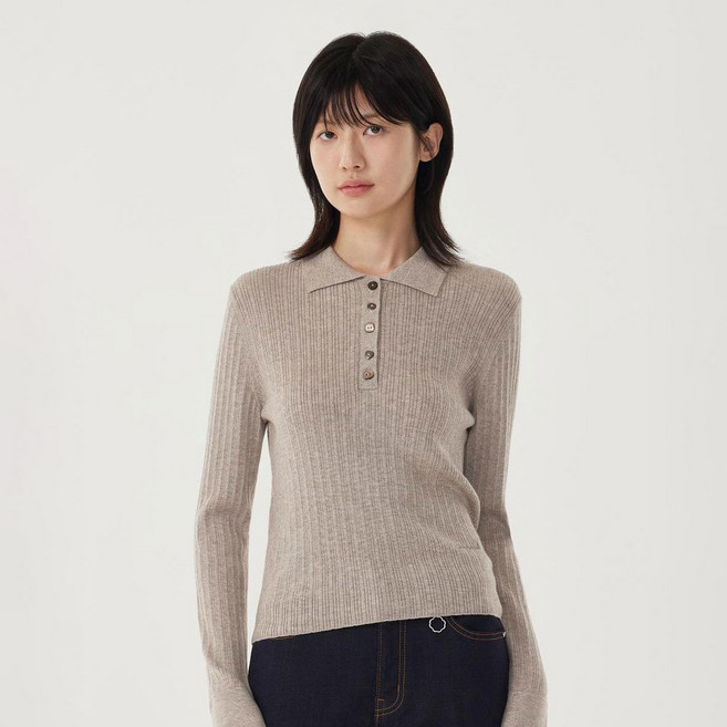 COVERNOT WOMAN 女款羅紋翻領針織衫