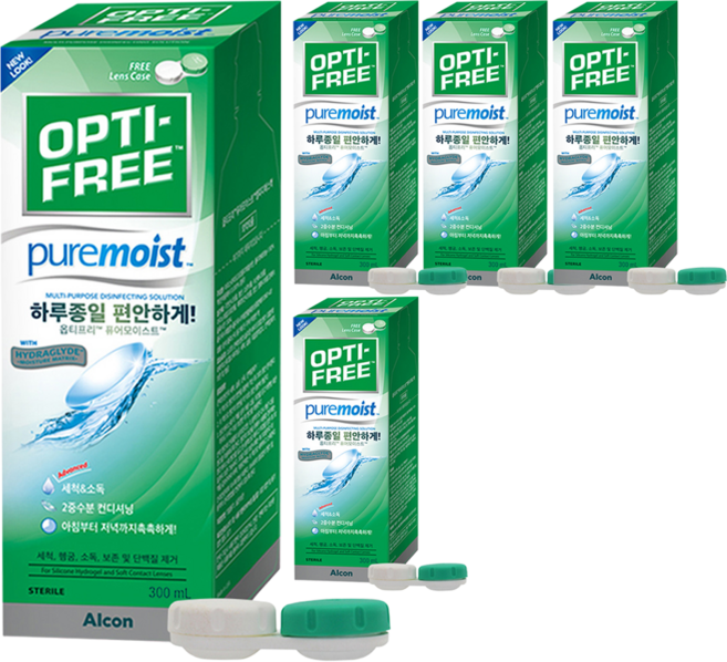 옵티프리 퓨어모이스트 렌즈세정액 + 렌즈케이스, 300ml, 5개