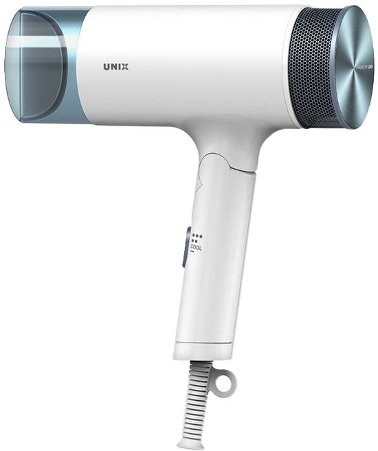 유닉스 바이메탈 접이식 이온 헤어 드라이기 1700W, UN-B1612N, 화이트 + 블루