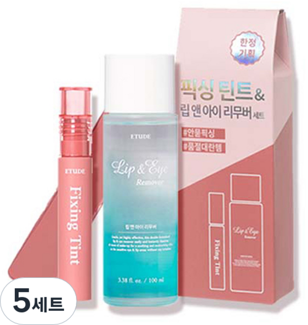 에뛰드 픽싱 틴트 5호 + 립앤아이 리무버 100ml 세트, 5개