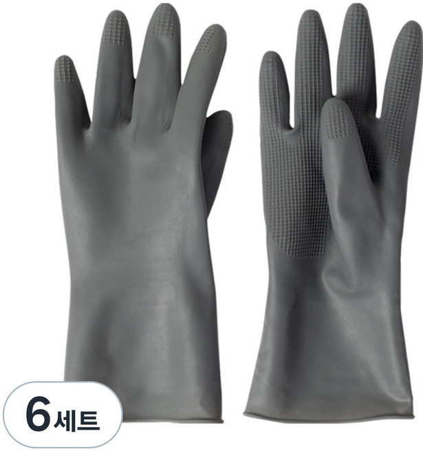 JAJU 자주 쓰는 손목 고무장갑 양손착용 세트 23cm, 그레이, FREE(one size), 6세트