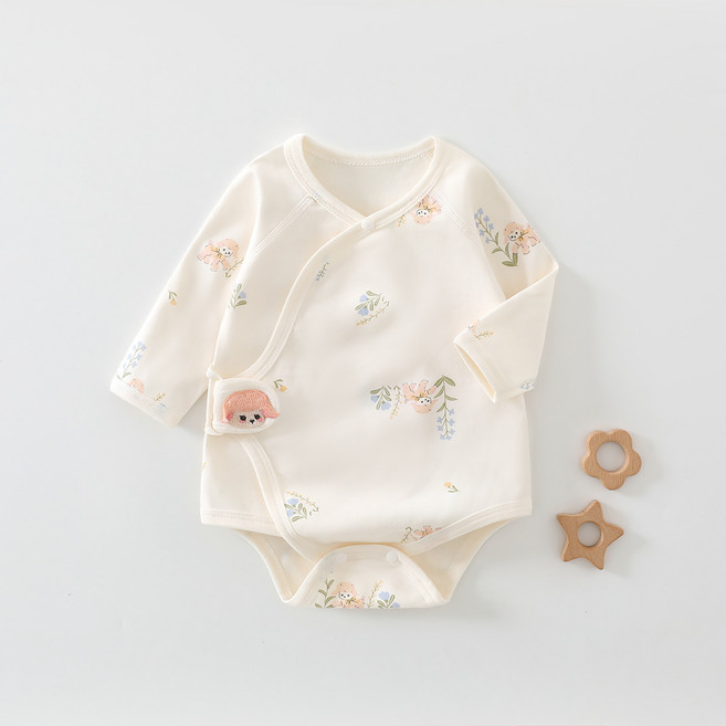 STARDOOR 新生兒可愛貼布長袖包屁衣