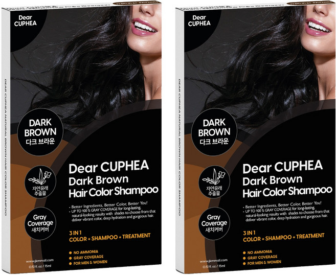 디어쿠페아 다크 브라운 헤어컬러 샴푸 15ml, 다크브라운, 2개
