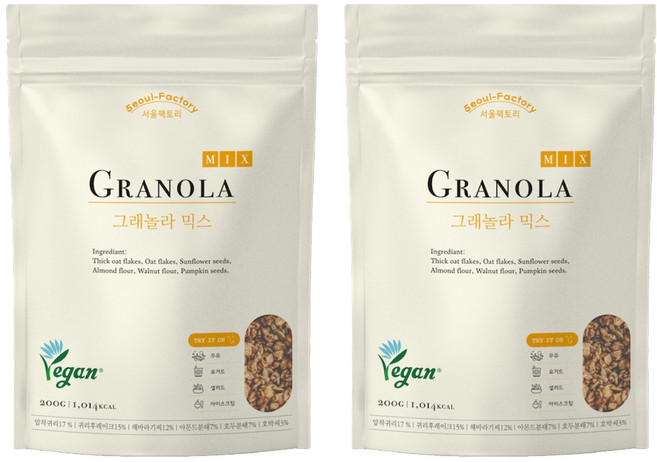 서울팩토리 그래놀라 믹스, 200g, 2개