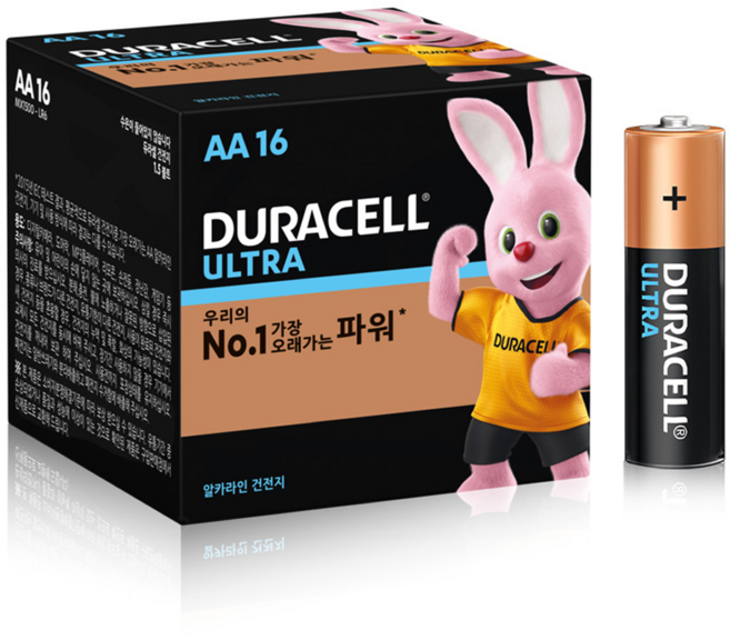 듀라셀 울트라 알카라인 AA건전지 보관박스팩, 16개입, 1개