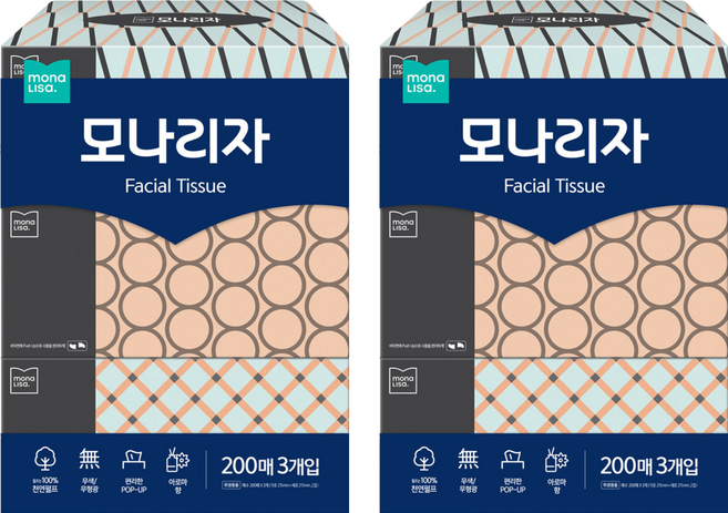 모나리자 펄프 미용티슈 2겹, 200매, 6개