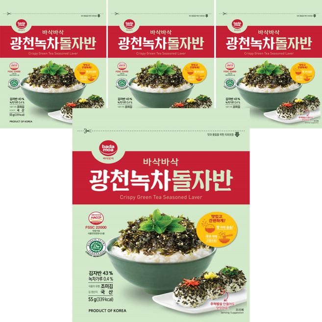 바다모아 광천 녹차 돌자반, 55g, 4개