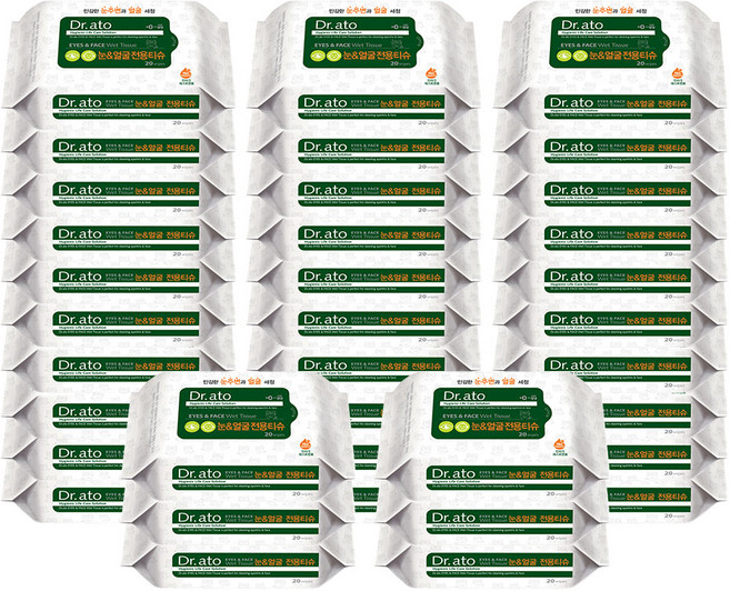닥터아토 눈&얼굴 전용티슈 휴대형, 60g, 20매입, 36개