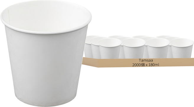 Tamsaa 純白紙杯 180ml, 2000個, 1箱