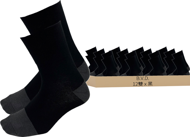B.V.D. 男款防黴消臭細針寬口襪 B543 12雙