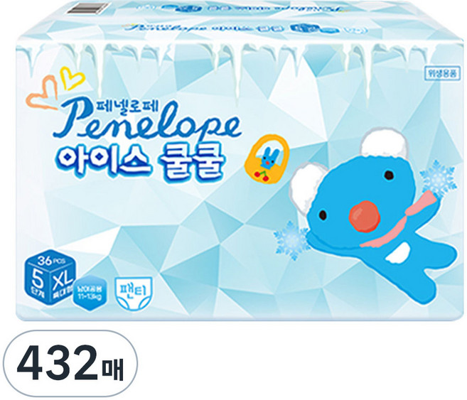 페넬로페 아이스 쿨쿨 팬티기저귀 남여공용, 5단계, 432매