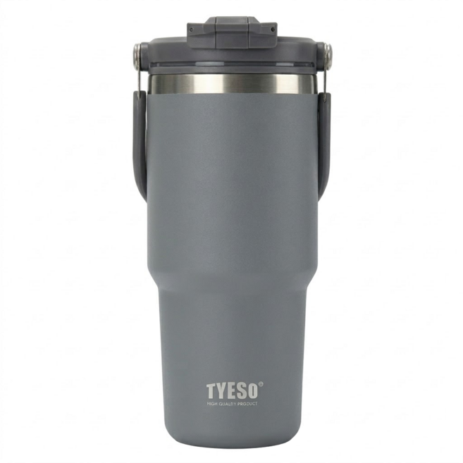 TYESO 泰碩 二代 304不鏽鋼手提保溫冰霸杯, 高級灰, 750ml, 1個