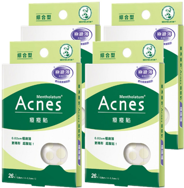 MENTHOLATUM 曼秀雷敦 Acnes 台灣公司貨 痘痘貼 極致薄綜合型, 26片, 4盒