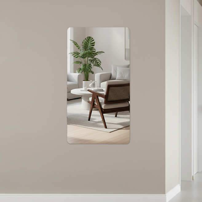 코멧 벽에 붙여서 사용하는 아크릴 거울 30 x 60 cm, 은색