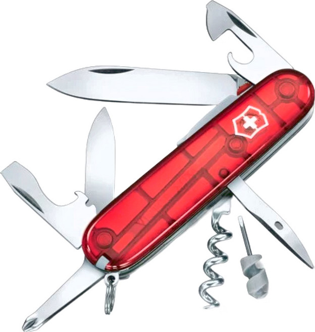 Victorinox 瑞士維氏 亮光LED斯巴達透明紅 15用瑞士刀 91mm長, 1支
