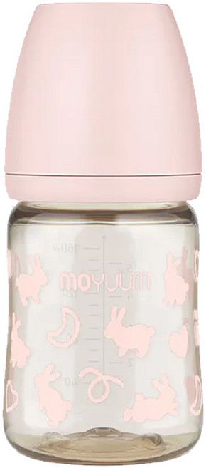 MOYUUM 韓國 PPSU寬口奶瓶 0個月以上, 棉棉兔 粉色, 170ml, 1個