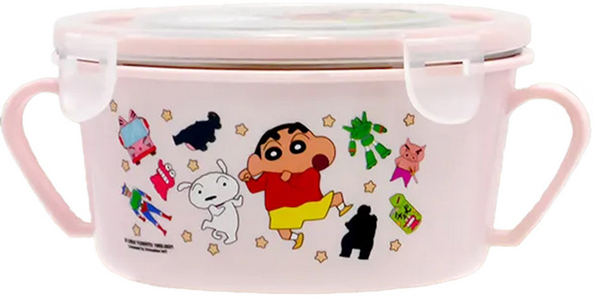 Shinchan 蠟筆小新 不銹鋼雙耳隔熱餐碗 粉色, 隔熱餐碗, 1個