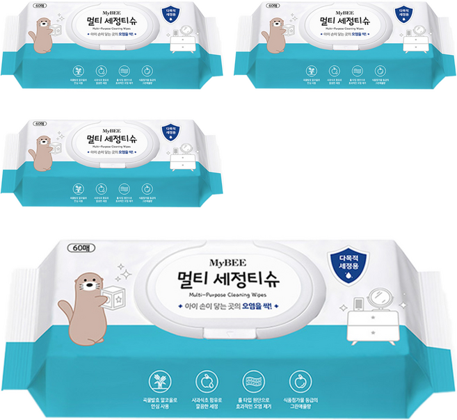 마이비 멀티 세정티슈 60p, 4개