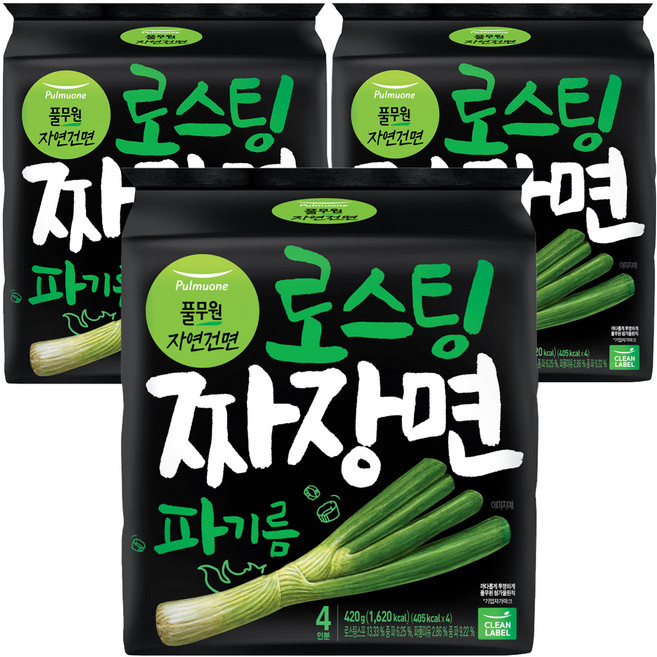 풀무원자연건면 로스팅 짜장 파기름 105g, 12개