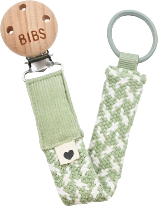 BIBS 有機棉奶嘴鏈 0歲以上, 灰綠, 1條