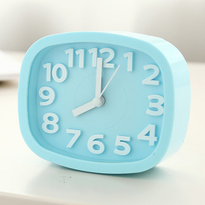 므뮤 심플 컬러풀 인테리어 탁상용 시계, 스퀘어 블루