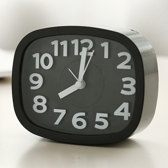 므뮤 심플 컬러풀 인테리어 탁상용 시계, 스퀘어 블랙