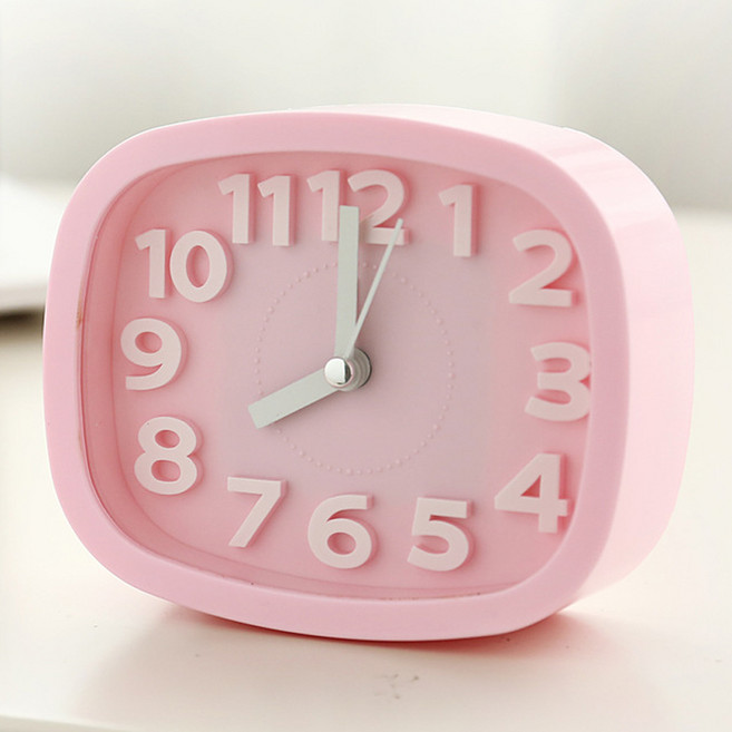 므뮤 심플 컬러풀 인테리어 탁상용 시계, 스퀘어 핑크