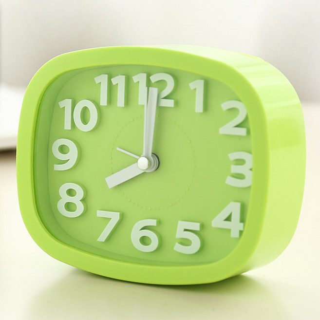 므뮤 심플 컬러풀 인테리어 탁상용 시계, 스퀘어 그린