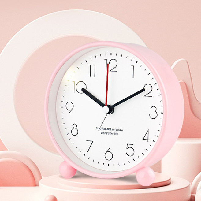 므뮤 심플 컬러풀 인테리어 탁상용 시계, 라운드 핑크