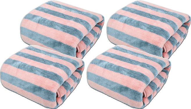 원이네 스트라이프 소프트 샤워타월 300g 코랄벨벳, 블루핑크, 4개