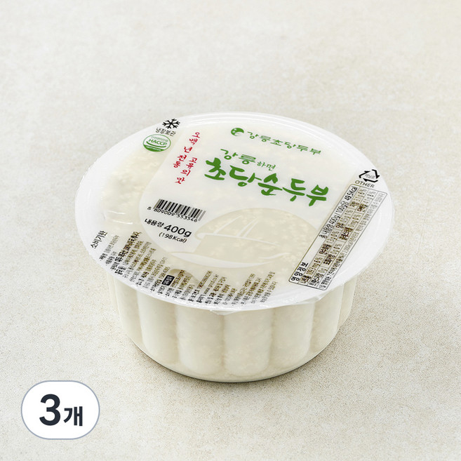 강릉초당두부 강릉하면 초당 순두부, 400g, 3개