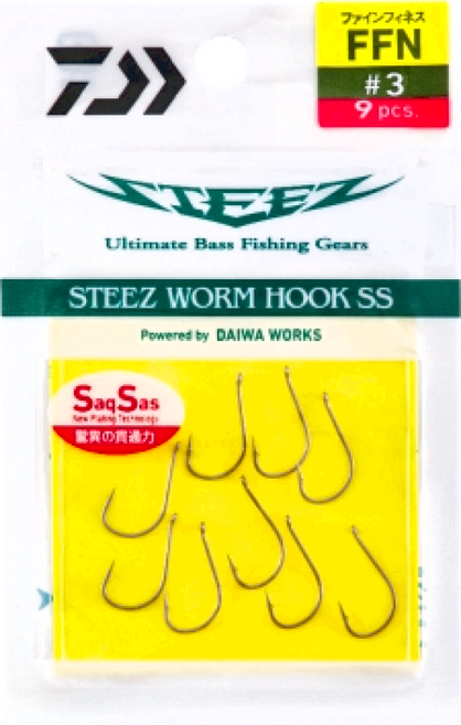 DAIWA 大和 STEEZ WORM SS FN 釣鉤 3, 1包, 9入