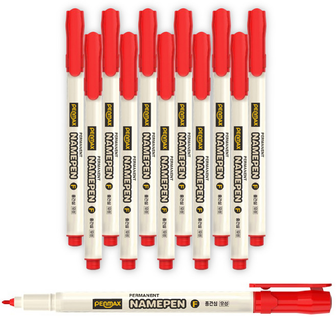 펜맥스 유성 네임펜 303F, 적색, 12개